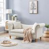 Velvet Sofa Stool with 2 Pillows in Beige