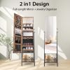 Freestanding Jewelry Cabinet with Full-Length Mirror