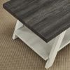 Athens Contemporary Two-Tone Wood Shelf End Table in Weathered Charcoal and Beige