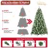 7ft Scotch Pine Christmas Tree, Premium Frosted Pre-Decorated Artificial Holiday Decor w/ 1,348 Branch Tips, Xmas Trees for Holiday Party Decoration