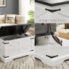 Farmhouse Coffee Table, Square Wood Center Table with Large Hidden Storage Compartment for Living Room