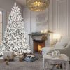 6FT Snow-Flocked Artificial Christmas Tree with Pine Cones, Prelit Xmas Trees, Hinged Easy Assembly & Reinforced Metal Base - Ideal for Indoor & Outdo