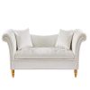 Velvet Sofa Stool with 2 Pillows in Beige