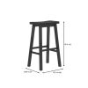 Set of 2 Farmhouse Bar Height Saddle Seat Barstool in Charcoal Black Wood Finish