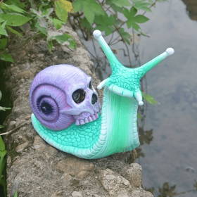 1pc Resin Snail Skull Statue, Snail Garden Animal Sculpture, Halloween Skull And Snail Indoor Outdoor Patio Lawn Courtyard Decoration Home Deor (model: Purple)