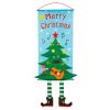 Christmas Flag Elf Snowman Cloth Hanging Cartoon Canvas Window Wall Decoration Supplies Scroll Flag