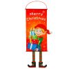 Christmas Flag Elf Snowman Cloth Hanging Cartoon Canvas Window Wall Decoration Supplies Scroll Flag