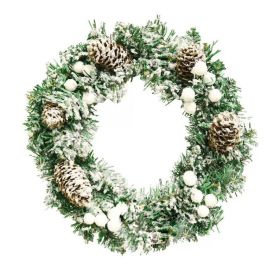 30/40/50/60Cm Christmas Decoration; Simulation Wreath Window Door Hanging Christmas Shopping Mall Scene Layout Props (Style: flock-30cm)