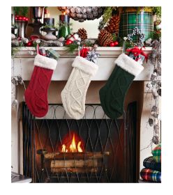 Christmas Decoration Christmas Plush Knit Socks Christmas Children's Holiday Gift Socks Gift Bag Pendant (select: white)