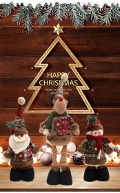 Christmas Retro Sackcloth Snowflake Plaid Retractable Doll Christmas Decoration Arrangement Ornaments (select: snowman doll)