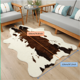 1pc Durable Faux Cowhide Rug - Washable, Low-Pile (Color: Tricolor Fur, size: 47.24*70.87inch)