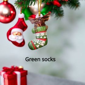 1pc, Christmas Halloween Decorative Pendant, Christmas Decorations, Navidad, Small Business Supplies, Cheapest Items Available, Clearance Sale (model: green socks)