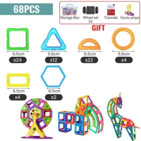 21-180pcs Big Size Magnetic Designer Magnet Building Blocks Construction Set Magnetic Bircks DIY Toys For Children Gifts (Type: 68pcs)