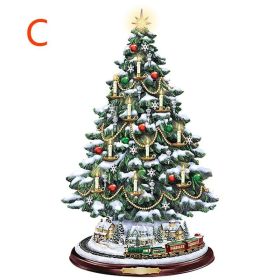 Christmas Tree Rotating Sculpture Train Decorations Paste Window Paste Stickers Christmas Decoration (Color: as pic C)