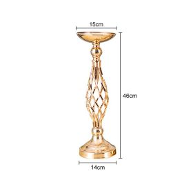 Gold/Silver Wedding Candle Holders Decor Table Centerpiece Pillar Flower Vase Rack Stand Road Lead Floral Bouquet Party Supplies (Color: Gold Small, Ships From: China)