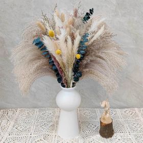 60/62/76/80/85/100pcs Boho Pampas Grass Bouquet Home Decor Floral Dried Flowers Wedding Arrangements Natural Reed Bunny Tails (Color: 76pcs, Ships From: China)