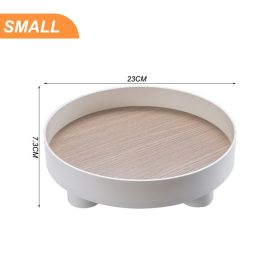 Modern Decorative Trays Home Decor Round Storage Tray Organizer Nordic Art Tray Jewelry Tray Candlestick Stand Table Living Room (Color: Small white, Ships From: China)