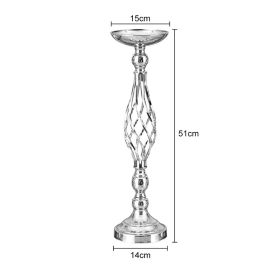 Gold/ Silver Flowers Vases Candle Rack Stand Holders Wedding Decor Road Lead Floral Bouquet Party Props Table Centerpiece Pillar (Color: Silver Middle, Ships From: China)