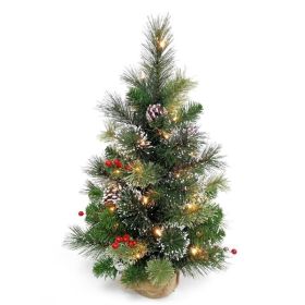 24 Inch Small Christmas Tree for Tabletop Holiday Decoration (Color: As pic show, Type: Style A)