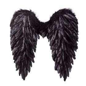 Fairy Wings Pink Feather Angel Wings Fancy Feather Wings for Halloween Christmas Carnival (Color: black)