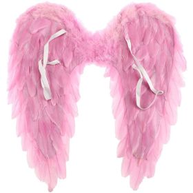 Fairy Wings Pink Feather Angel Wings Fancy Feather Wings for Halloween Christmas Carnival (Color: Pink)