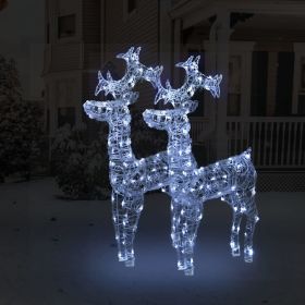 Reindeer Christmas Decorations 2 pcs 23.6"x6.3"x39.4" Acrylic (Color: Cold white)