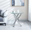 Modern Round Tempered Glass End Table with Stainless Steel Legs