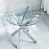 Modern Round Tempered Glass End Table with Stainless Steel Legs