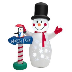 Happy Christmas Holiday Yard Decorations Inflatable W/ LED Lights (Color: White, size: 6 ft)