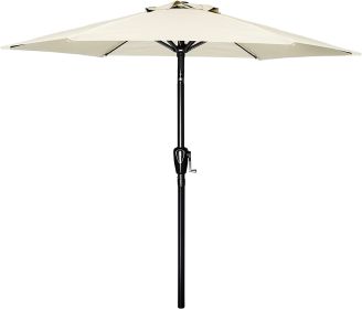 7.5 ft Patio Umbrella with Center Pole (Color: Beige)