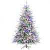 4.5/6/7 Feet Flocked Christmas Tree with 8 Lighting Modes and Multi-Color LED Lights