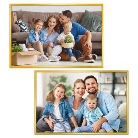 2 Packs 16x24in Picture Frames Wall Gallery Photo Frame Wall Mounted Poster Display Frame for Horizontal Vertical Wall Mounted (Color: Gold)