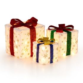 Christmas Lighted Gift Boxes Decorations for Indoor & Outdoor (Color: Multi-Color, Type: Christmas Decor)