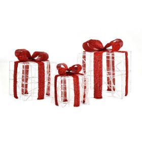 Christmas Lighted Gift Boxes Decorations for Indoor & Outdoor (Color: As pic show, Type: Christmas Decor)