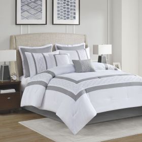 8 Piece Embroidered Comforter Set (Color: as pic)