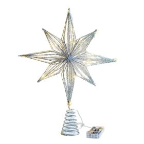 LED Star Christmas Tree Toppers Christmas Decoration String Ornament New Year (Varient: Silver (25cm))