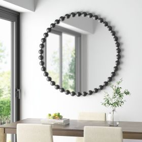 Beaded Round Wall Mirror 36"D (Color: as pic)