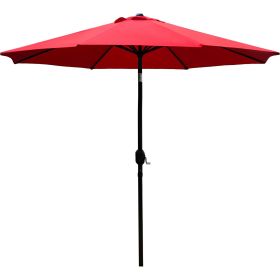 9 ft. Aluminum Market Crank and Tilt Patio Umbrella (Color: Red)