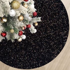 Christmas Tree Skirt, Sequins Tree Skirts for Xmas Tree Decorations (Color: black, size: 90cm)