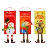 Christmas Flag Elf Snowman Cloth Hanging Cartoon Canvas Window Wall Decoration Supplies Scroll Flag