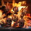 1/4/8/12pcs, Halloween Fire Pit Skull Ceramic Props, Reusable Fireproof Skull Fire Pit, Halloween Decor For Party, BBQ, Fire Pit ,Fireplace, Gas