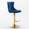 Furniture,Golden Swivel Velvet Barstools Adjusatble Seat Height from 25-33 Inch, Modern Upholstered Bar Stools with Backs Comfortable Tufted for Home