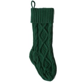 3 In 1 Large 46Cm Knitted Wool Home Wall Decoration Candy Bag Socks Diamond Gift Bag Socks Hanging Ornaments (Color: Green)