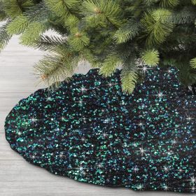 Christmas Tree Skirt, Sequins Tree Skirts for Xmas Tree Decorations (Color: Green, size: 90cm)