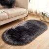 1pc Super Soft Area Rug, Plush Fluffy Faux Sheepskin Oval Floor Mat For Living Room Bedroom, Machine Washable Bedside Rugs