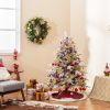 4.5/6/7 Feet Flocked Christmas Tree with 8 Lighting Modes and Multi-Color LED Lights