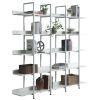 5 Tier Bookcase Home Office Open Bookshelf, Vintage Industrial Style Shelf with Metal Frame, MDF Board