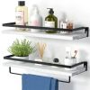 Bathroom Shelf with Towel Bar Set of 2