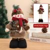 Christmas Retro Sackcloth Snowflake Plaid Retractable Doll Christmas Decoration Arrangement Ornaments