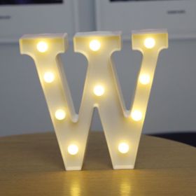 Alphabet Letter LED Lights Luminous Number Lamp Decor Battery Night Light for home Wedding Birthday Christmas party Decoration (Type: W)